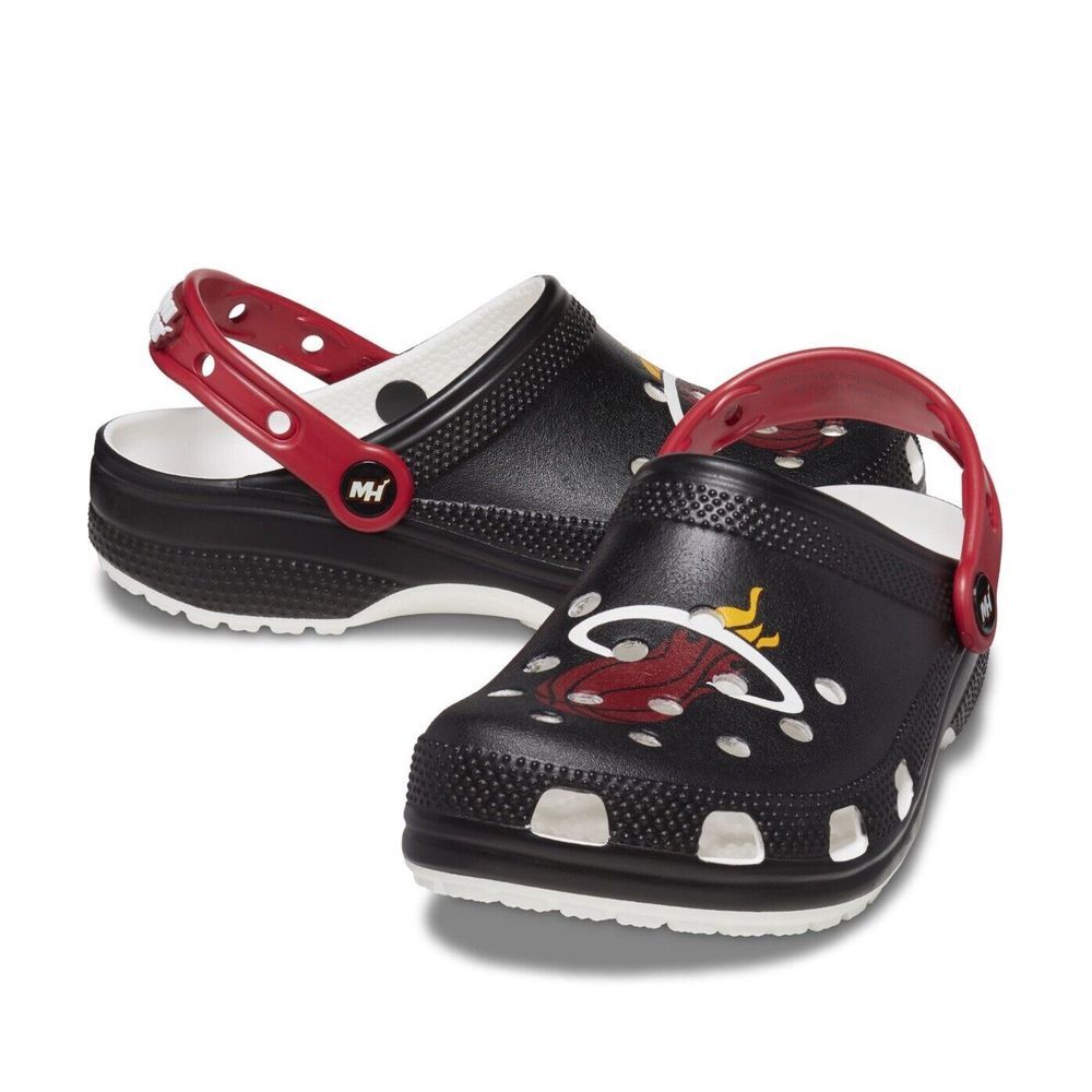 Crocs Miami Heat NBA Classic Clogs Black Red Men's Size 10